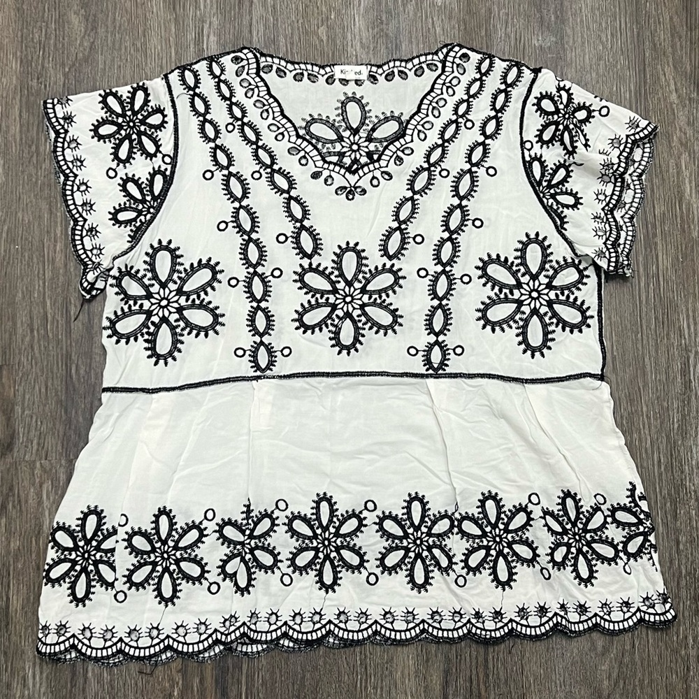 Kindred Embroidered Black and White Women's Top